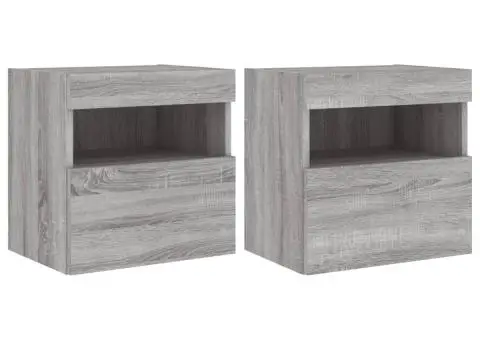 Comodă TV de perete cu LED, 2 buc, gri sonoma, 40x30x40 cm - 2/5