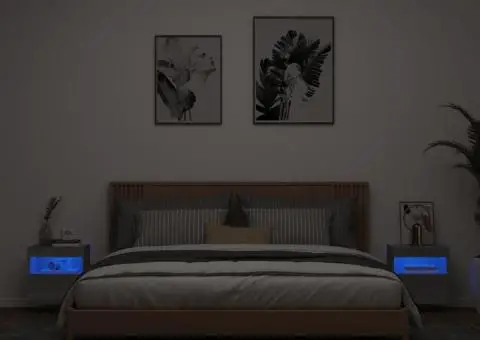 Comodă TV de perete cu LED, 2 buc, gri sonoma, 40x30x40 cm - 3/5