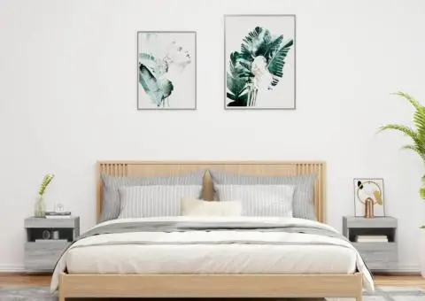 Comodă TV de perete cu LED, 2 buc, gri sonoma, 40x30x40 cm - 4/5