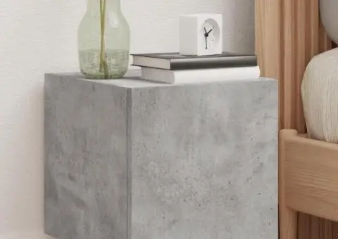 Comode TV de perete cu lumini LED 2 buc. gri beton 30,5x35x30cm - 1/5