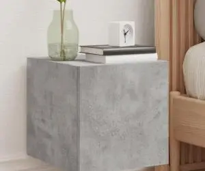vidaXL Comode TV de perete cu lumini LED 2 buc. gri beton 30,5x35x30cm