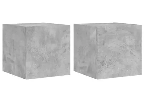 Comode TV de perete cu lumini LED 2 buc. gri beton 30,5x35x30cm - 2/5