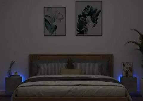 Comode TV de perete cu lumini LED 2 buc. gri beton 30,5x35x30cm - 3/5