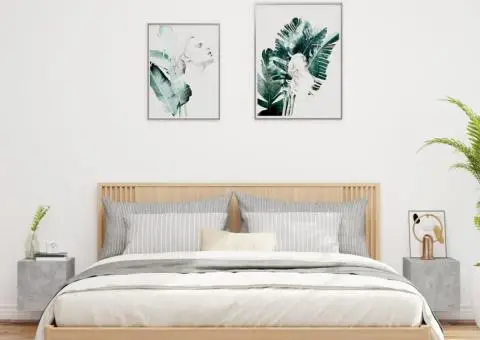 Comode TV de perete cu lumini LED 2 buc. gri beton 30,5x35x30cm - 4/5