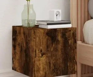 vidaXL Comodă TV de perete cu LED, 2 buc. stejar fumuriu, 30,5x35x30cm