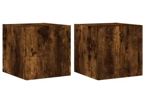 Comodă TV de perete cu LED, 2 buc. stejar fumuriu, 30,5x35x30cm - 2/5