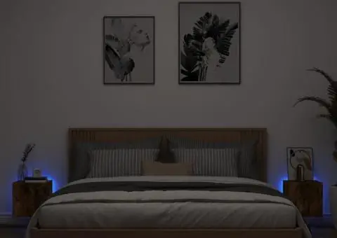 Comodă TV de perete cu LED, 2 buc. stejar fumuriu, 30,5x35x30cm - 3/5