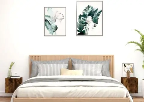 Comodă TV de perete cu LED, 2 buc. stejar fumuriu, 30,5x35x30cm - 4/5