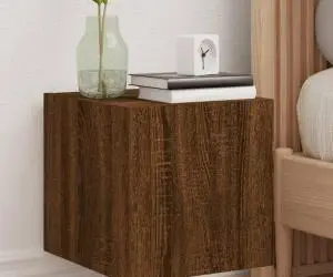 vidaXL Comodă TV de perete cu LED, 2 buc. stejar maro, 30,5x35x30 cm