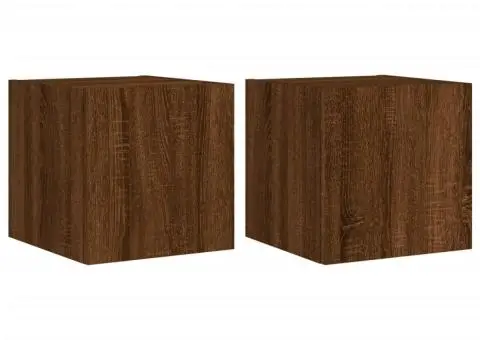 Comodă TV de perete cu LED, 2 buc. stejar maro, 30,5x35x30 cm - 2/5