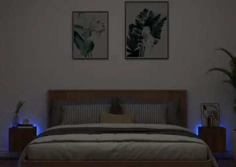 Comodă TV de perete cu LED, 2 buc. stejar maro, 30,5x35x30 cm - 3/5