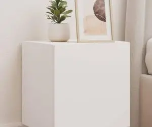 vidaXL Comodă TV de perete cu lumini LED, alb, 40,5x35x40 cm