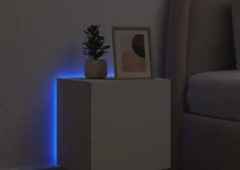 Comodă TV de perete cu lumini LED, alb, 40,5x35x40 cm - 4/5