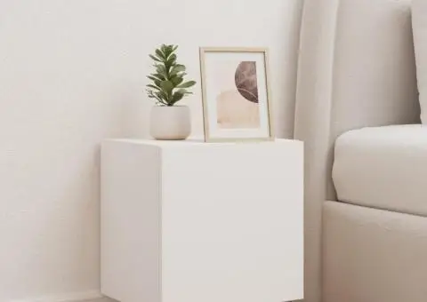 Comodă TV de perete cu lumini LED, alb, 40,5x35x40 cm - 5/5