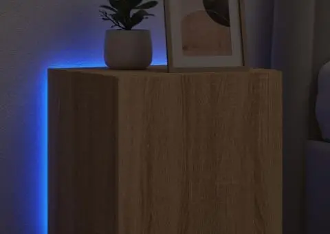 Comodă TV de perete cu lumini LED, stejar sonoma, 40,5x35x40 cm - 1/5