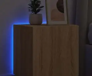 vidaXL Comodă TV de perete cu lumini LED, stejar sonoma, 40,5x35x40 cm
