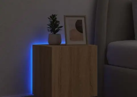 Comodă TV de perete cu lumini LED, stejar sonoma, 40,5x35x40 cm - 4/5