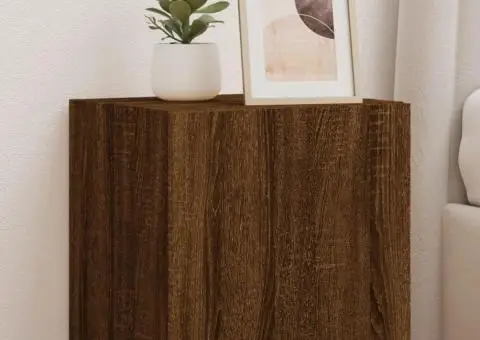 Comodă TV de perete cu LED, 2 buc. stejar maro, 40,5x35x40 cm - 1/5