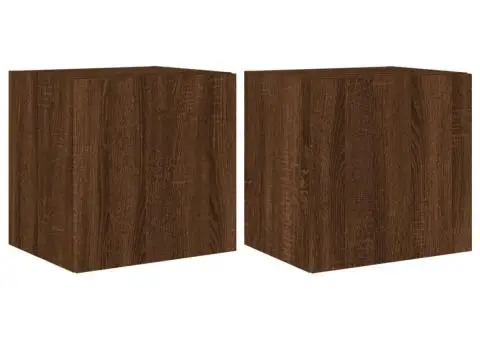 Comodă TV de perete cu LED, 2 buc. stejar maro, 40,5x35x40 cm - 2/5