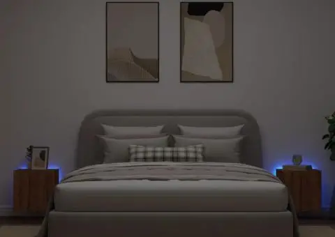 Comodă TV de perete cu LED, 2 buc. stejar maro, 40,5x35x40 cm - 3/5