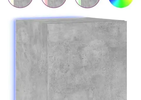 Comodă TV de perete cu lumini LED, gri beton, 40,5x35x40 cm - 2/5