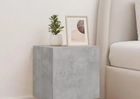 Comodă TV de perete cu lumini LED, gri beton, 40,5x35x40 cm - 5/5