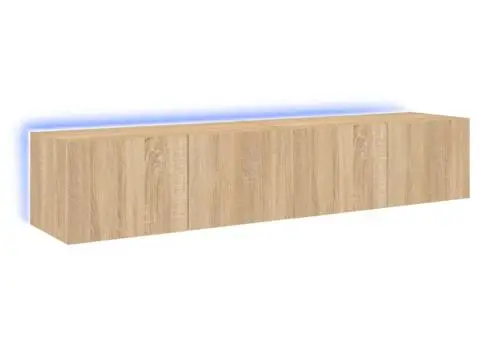 Comodă TV de perete cu LED, 2 buc. stejar sonoma, 80x35x31 cm - 2/5