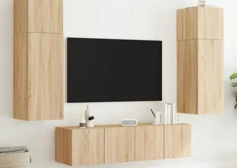 Comodă TV de perete cu LED, 2 buc. stejar sonoma, 80x35x31 cm - 5/5