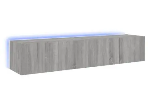 Comodă TV de perete cu LED, 2 buc, gri sonoma, 80x35x31 cm - 2/5