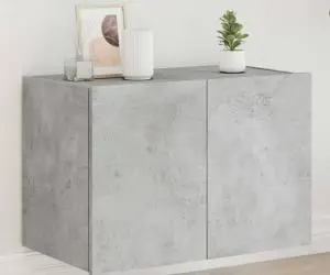 vidaXL Comodă TV de perete cu lumini LED, gri beton, 60x35x41 cm