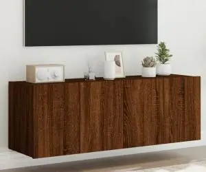 vidaXL Comodă TV de perete cu LED, 2 buc. stejar maro, 60x35x41 cm