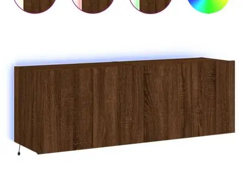 Comodă TV de perete cu LED, 2 buc. stejar maro, 60x35x41 cm - 2/5