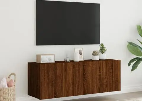 Comodă TV de perete cu LED, 2 buc. stejar maro, 60x35x41 cm - 4/5