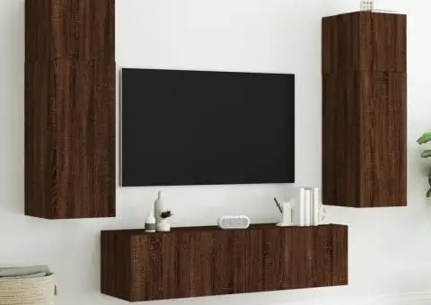 Comodă TV de perete cu LED, 2 buc. stejar maro, 60x35x41 cm - 5/5