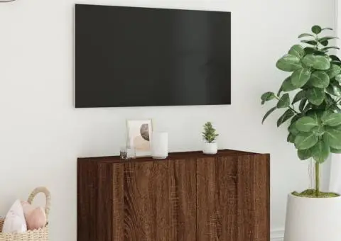 Comodă TV de perete cu lumini LED, stejar maro, 80x35x41 cm - 5/5