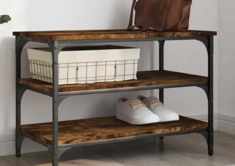 Bancă de pantofi, stejar fumuriu, 70x38,5x49 cm, lemn prelucrat - 1/5