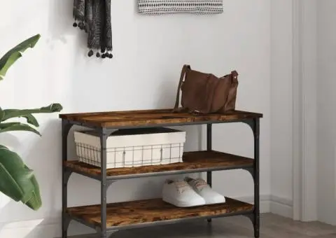 Bancă de pantofi, stejar fumuriu, 70x38,5x49 cm, lemn prelucrat - 3/5