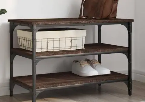 Bancă de pantofi, stejar maro, 70x38,5x49 cm, lemn prelucrat - 1/5