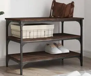 vidaXL Bancă de pantofi, stejar maro, 70x38,5x49 cm, lemn prelucrat