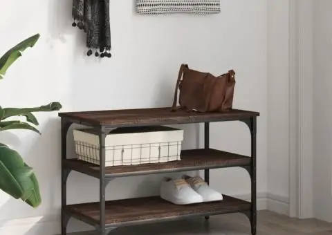 Bancă de pantofi, stejar maro, 70x38,5x49 cm, lemn prelucrat - 3/5