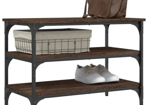 Bancă de pantofi, stejar maro, 70x38,5x49 cm, lemn prelucrat - 4/5