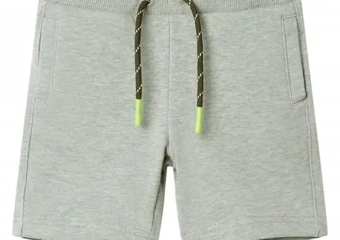 Pantaloni scurți pentru copii cu șnur, kaki deschis melanj, 128 - 1/5