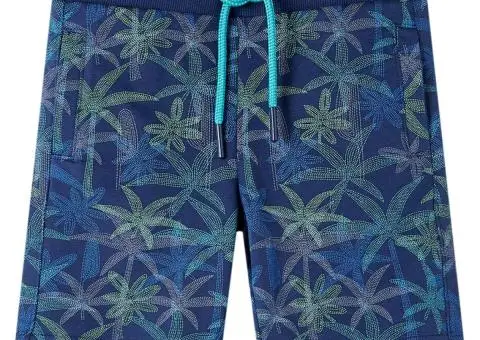 Pantaloni scurți pentru copii cu șnur, bleumarin, 116 - 1/5