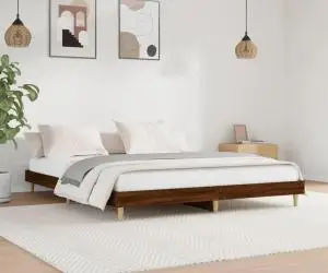 vidaXL Cadru de pat fără saltea Stejar maro 200x200 cm Lemn prelucrat