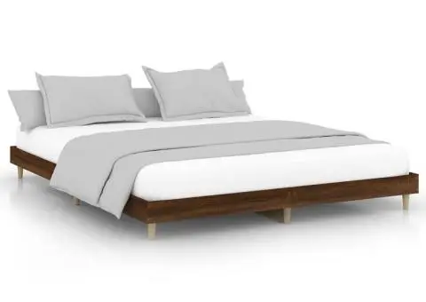 Cadru de pat fără saltea Stejar maro 200x200 cm Lemn prelucrat - 2/5