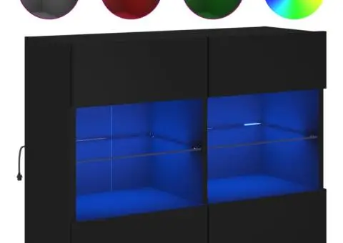 Comodă TV de perete cu lumini LED, negru, 78,5x30x60,5 cm - 2/5