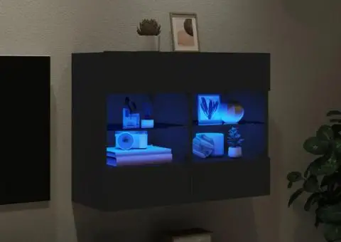 Comodă TV de perete cu lumini LED, negru, 78,5x30x60,5 cm - 4/5