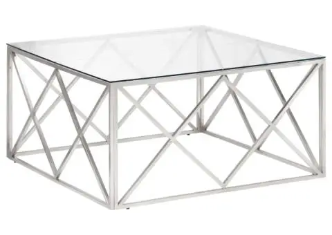 Măsuță de cafea, argintiu, oțel inoxidabil și sticlă securizată - 2/5