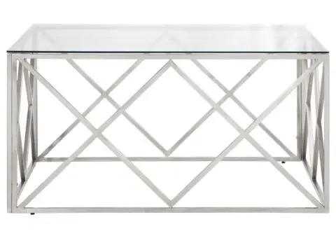 Măsuță de cafea, argintiu, oțel inoxidabil și sticlă securizată - 3/5