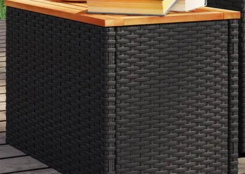 Mese laterale de grădină 2 buc. negru 55x34x37cm lemn/poliratan - 1/5